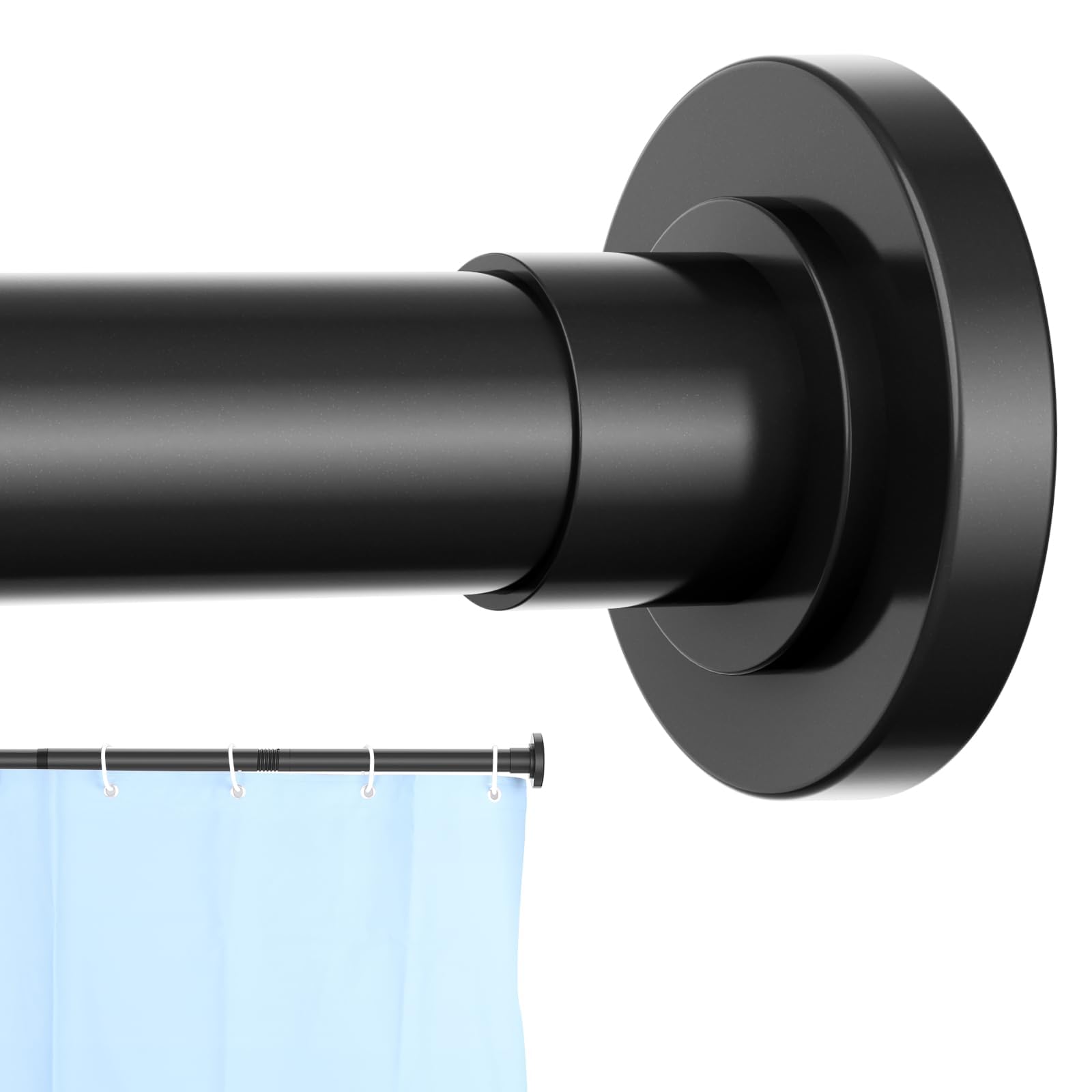 CorkLatta Black Shower Curtain Rod 31 to 80 Inch,1 Inch Diameter Adjustable Spring Tension Stainless Steel Telescoping Rod,Easy Install,No Rust