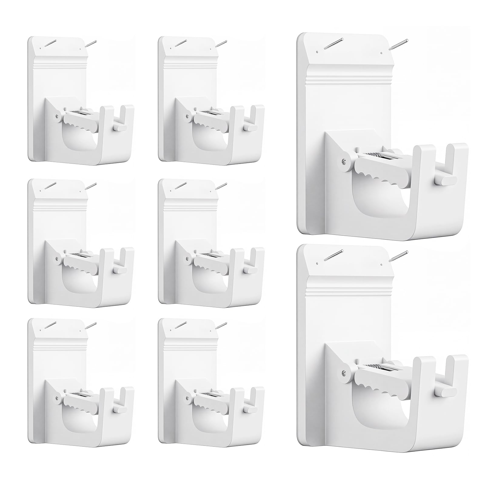 Universal Heavy Duty Curtain Rod Brackets, No Drill Curtain Rod Brackets with Adhesive & Invisible Nail, 30+LB Load Curtain Rod Holders, Damage Free Curtain Rod Hooks for Wall, Bathroom, Kitchen 2PC