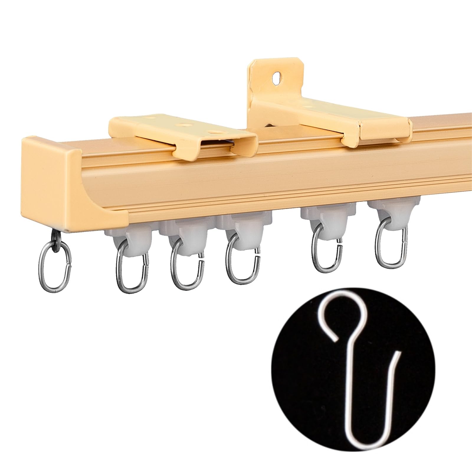 MaKefeile Ceiling Curtain Tracks 9FT,Curtain Track Wall Mount,Ceiling Mounted Sliding Door Curtains Rails Outdoor Extra Long Curtains Rod Room Divider Track for Living Bedroom with Hooks,Black
