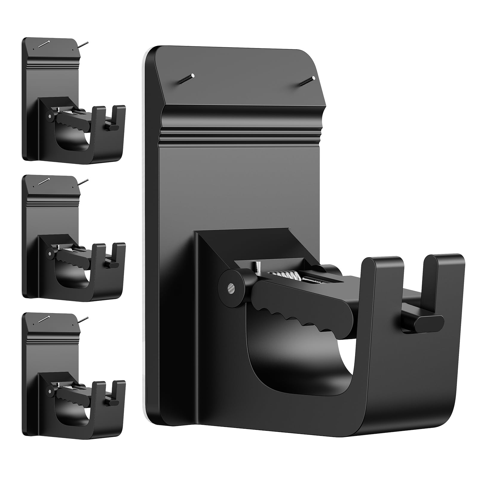 Universal Heavy Duty Curtain Rod Brackets, No Drill Curtain Rod Brackets with Adhesive & Invisible Nail, 30+LB Load Curtain Rod Holders, Damage Free Curtain Rod Hooks for Wall, Bathroom, Kitchen 2PC
