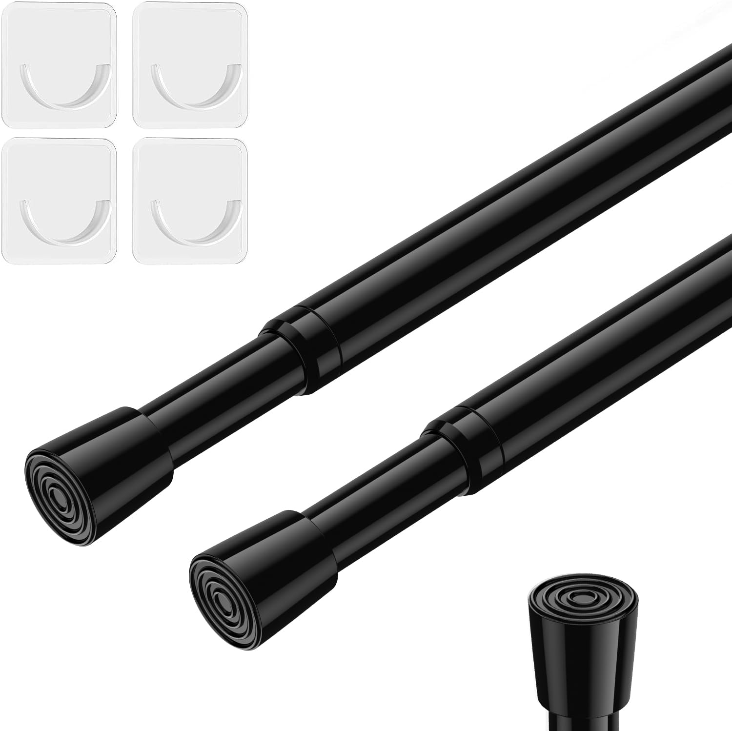AIZESI 2pcs Spring Tension Rods Adjustable 26 to 39 inch Small Tension Curtain Rod No Drilling Expandable Spring Loaded Curtain Rod,Suitable for Doors and Windows 28 to 36 inch, White