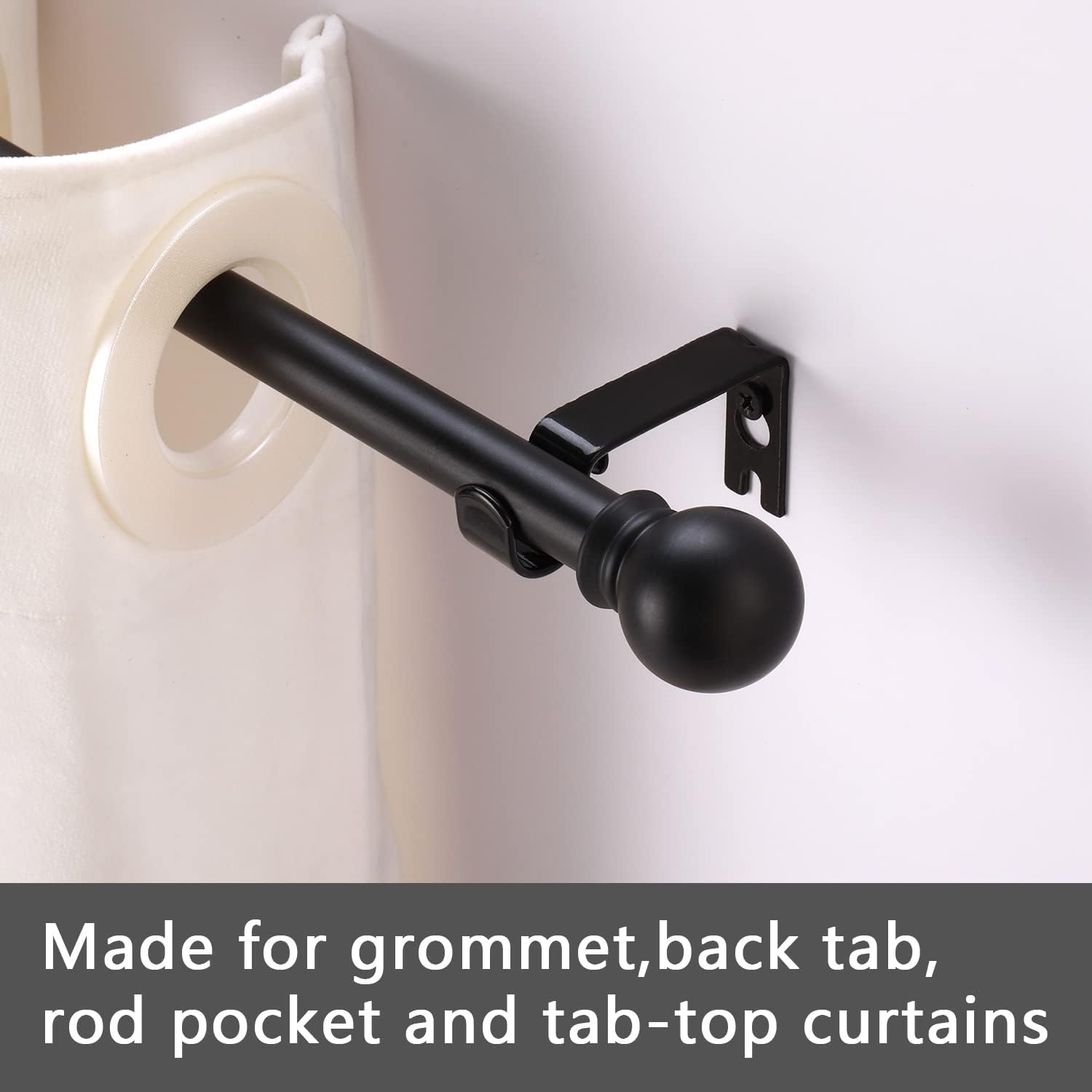 GXOACKJ Curtain Rods for windows 32-62 inch, 5/8 inch Decorative Matte Black Splicing Heavy Duty Metal Curtain Rod set with Brackets