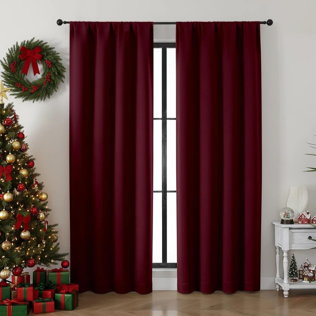 Simplebrand Ava Stone Blue Blackout Curtains for Bedroom 63 Inch Length 2 Panels, Solid Thermal Insulated Energy Saving Rod Pocket Window Treatment Curtains Blackout Drapes, W40 x L63 Inch, Stone Blue