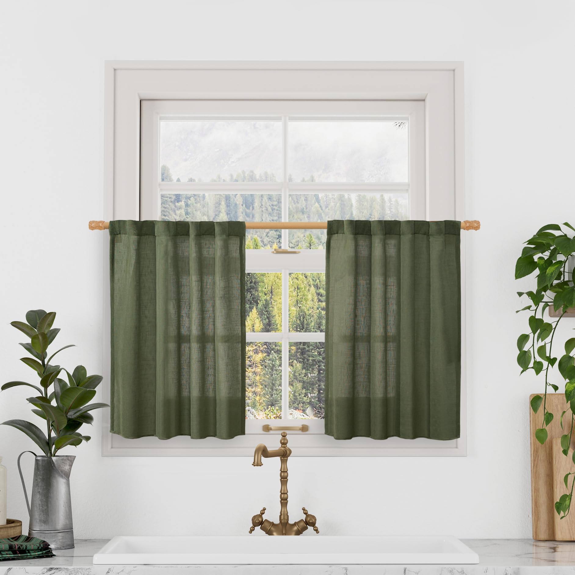 LAMIT Natural Ivory Semi Sheer Linen Curtains 84 inch Long, Cream White Light Filtering Living Room Panels Back Tab and Rod Pocket Neutral Drapes for Bedroom/Farmhouse, 2 Panels, 52 x 84 Inch