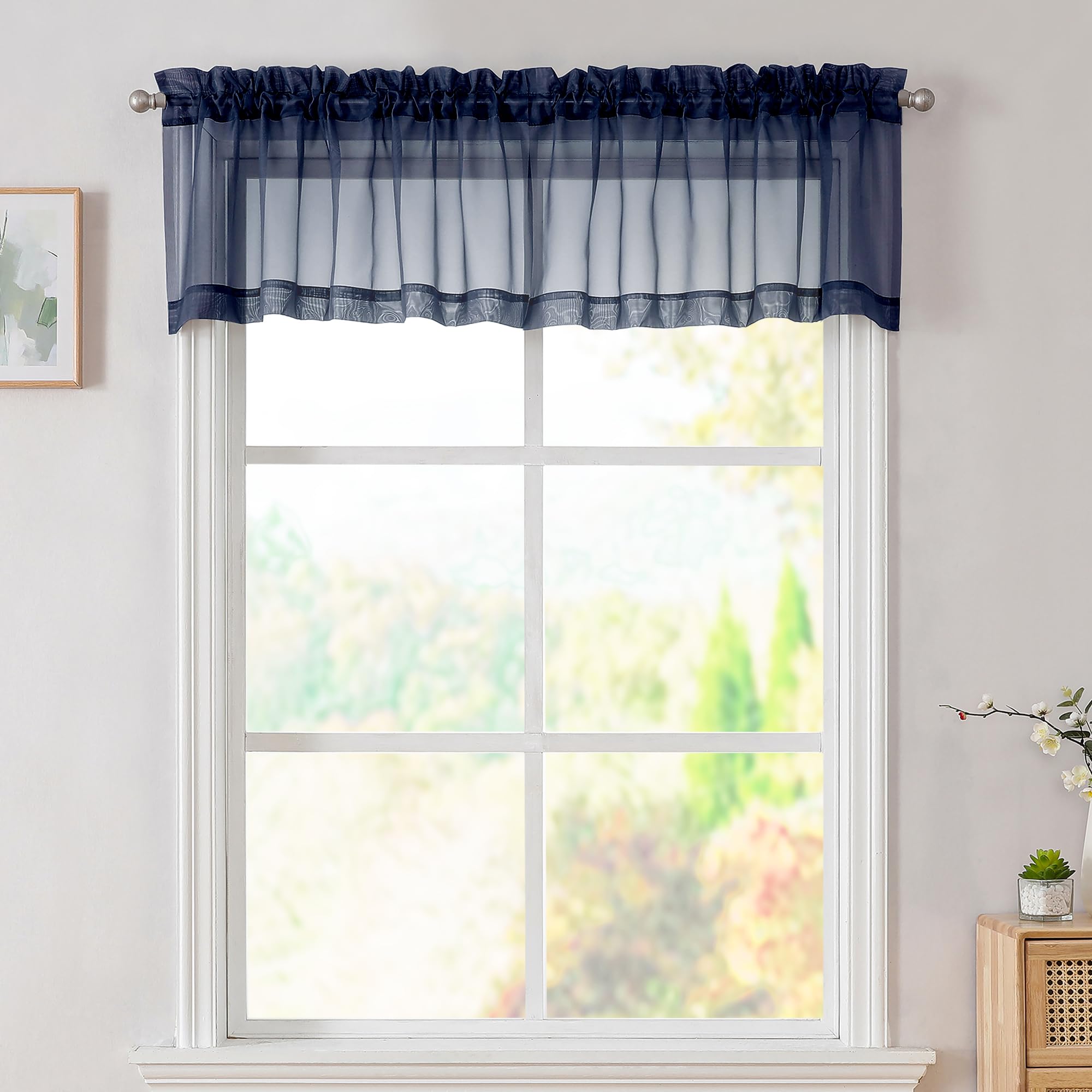 Simplebrand Black Sheer Curtains 84 Inches Long, Light Filtering Rod Pocket Solid Color Window Sheer Curtain Panels, Elegant Curtains & Drapes for Living Room, Bedroom 2 Panels (Black, 42" W x 84" L)