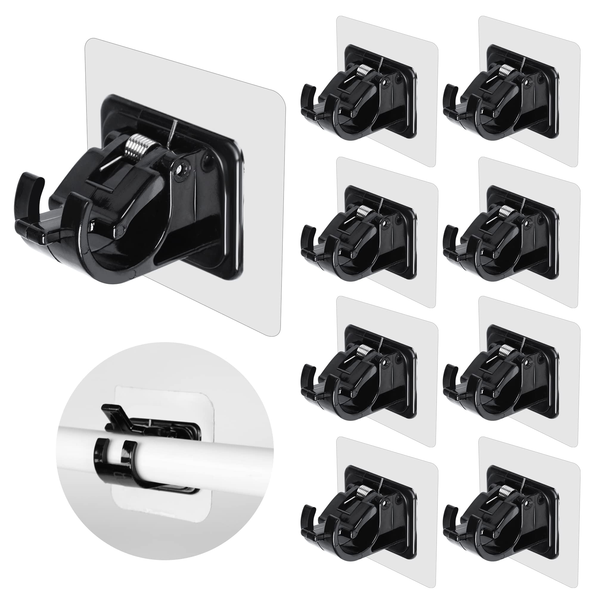 Curtain Rod Brackets No Drilling, 8 PCS Self Adhesive Curtain Rod Holder Hooks, Hangers for Bathroom Kitchen Home Bathroom & Hotel Use