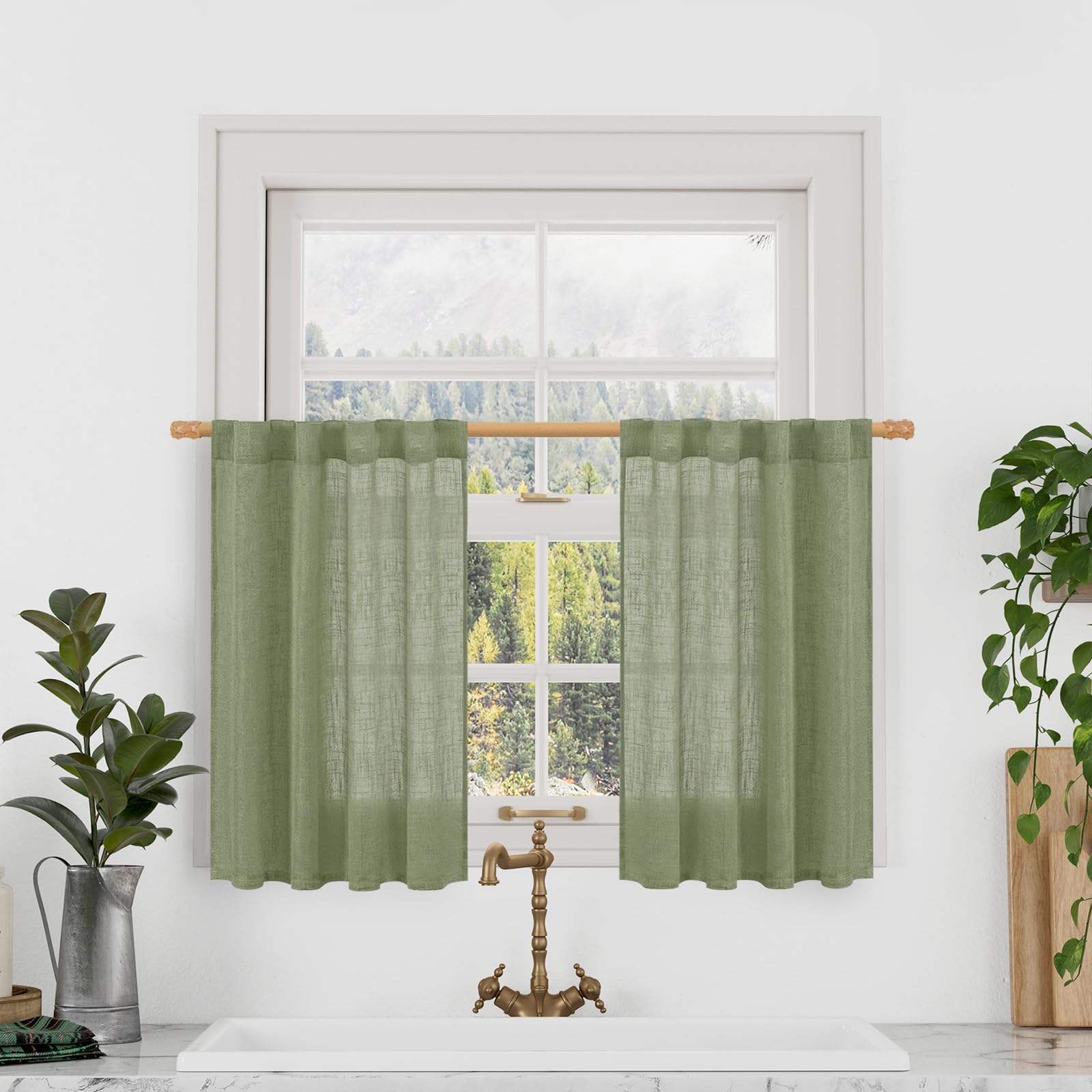 LAMIT Natural Ivory Semi Sheer Linen Curtains 84 inch Long, Cream White Light Filtering Living Room Panels Back Tab and Rod Pocket Neutral Drapes for Bedroom/Farmhouse, 2 Panels, 52 x 84 Inch