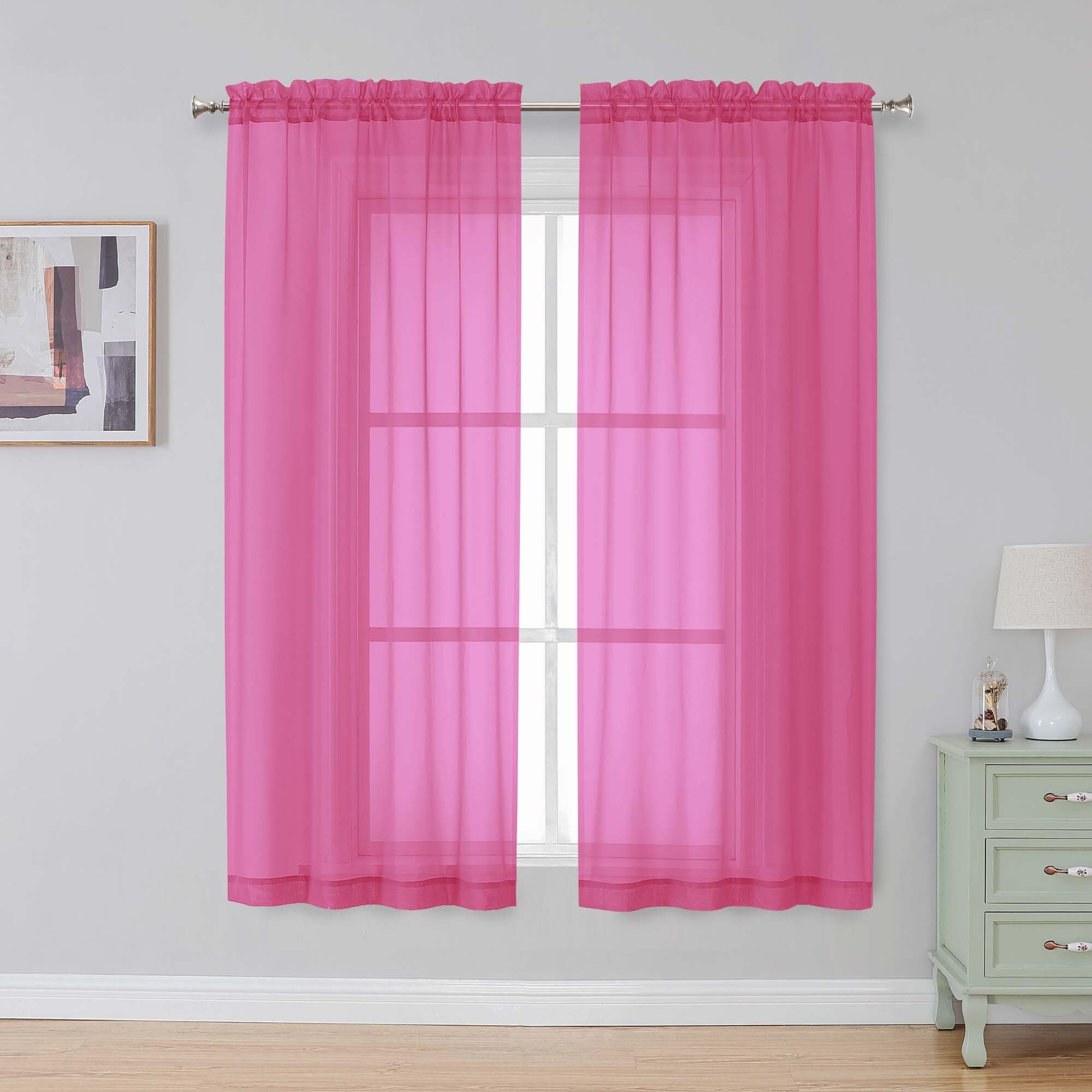 Simplebrand Black Sheer Curtains 84 Inches Long, Light Filtering Rod Pocket Solid Color Window Sheer Curtain Panels, Elegant Curtains & Drapes for Living Room, Bedroom 2 Panels (Black, 42" W x 84" L)