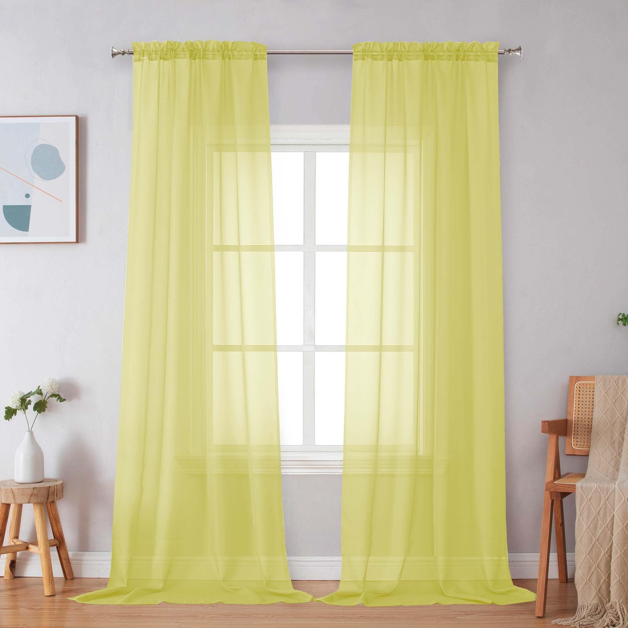 Simplebrand Black Sheer Curtains 84 Inches Long, Light Filtering Rod Pocket Solid Color Window Sheer Curtain Panels, Elegant Curtains & Drapes for Living Room, Bedroom 2 Panels (Black, 42" W x 84" L)
