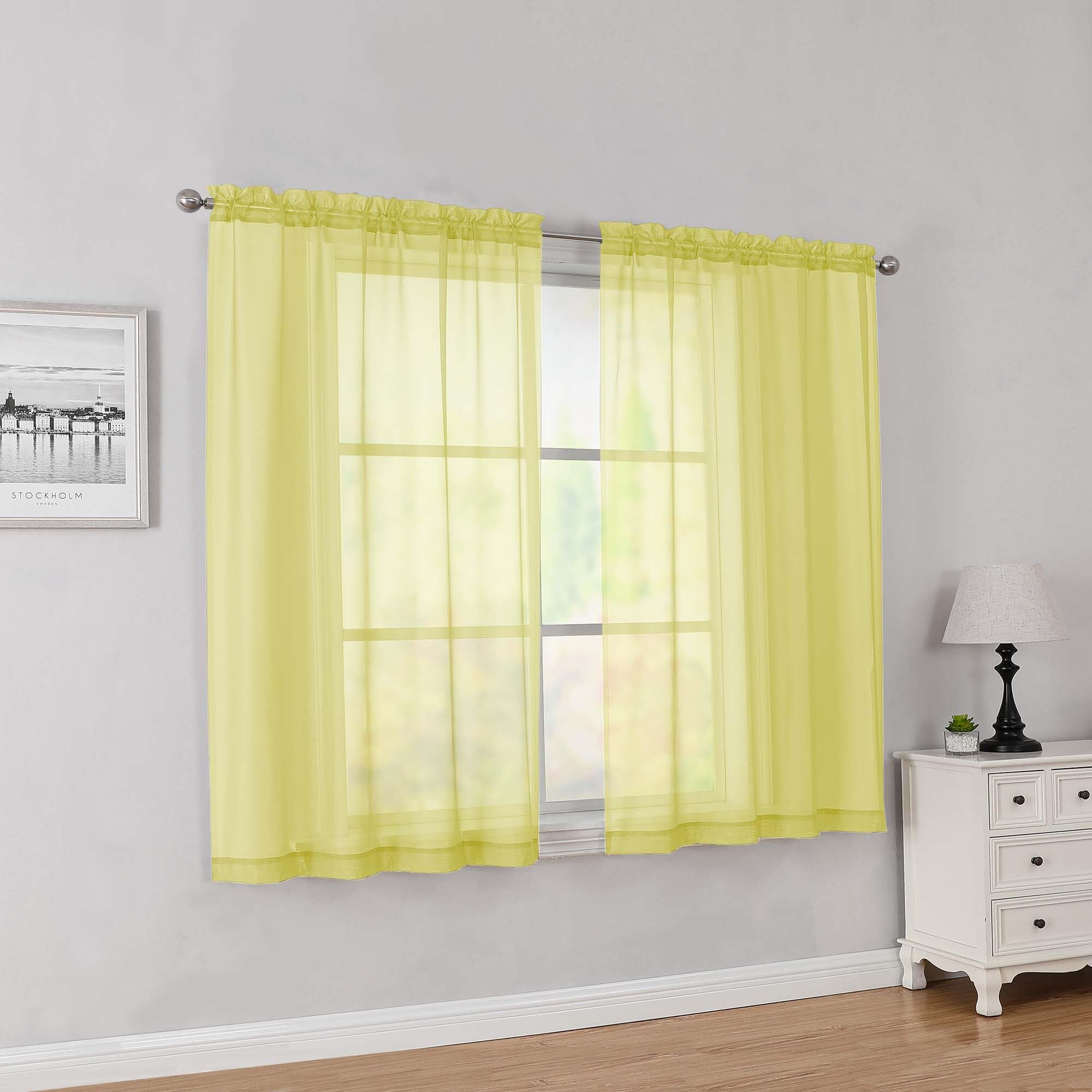 Simplebrand Black Sheer Curtains 84 Inches Long, Light Filtering Rod Pocket Solid Color Window Sheer Curtain Panels, Elegant Curtains & Drapes for Living Room, Bedroom 2 Panels (Black, 42" W x 84" L)