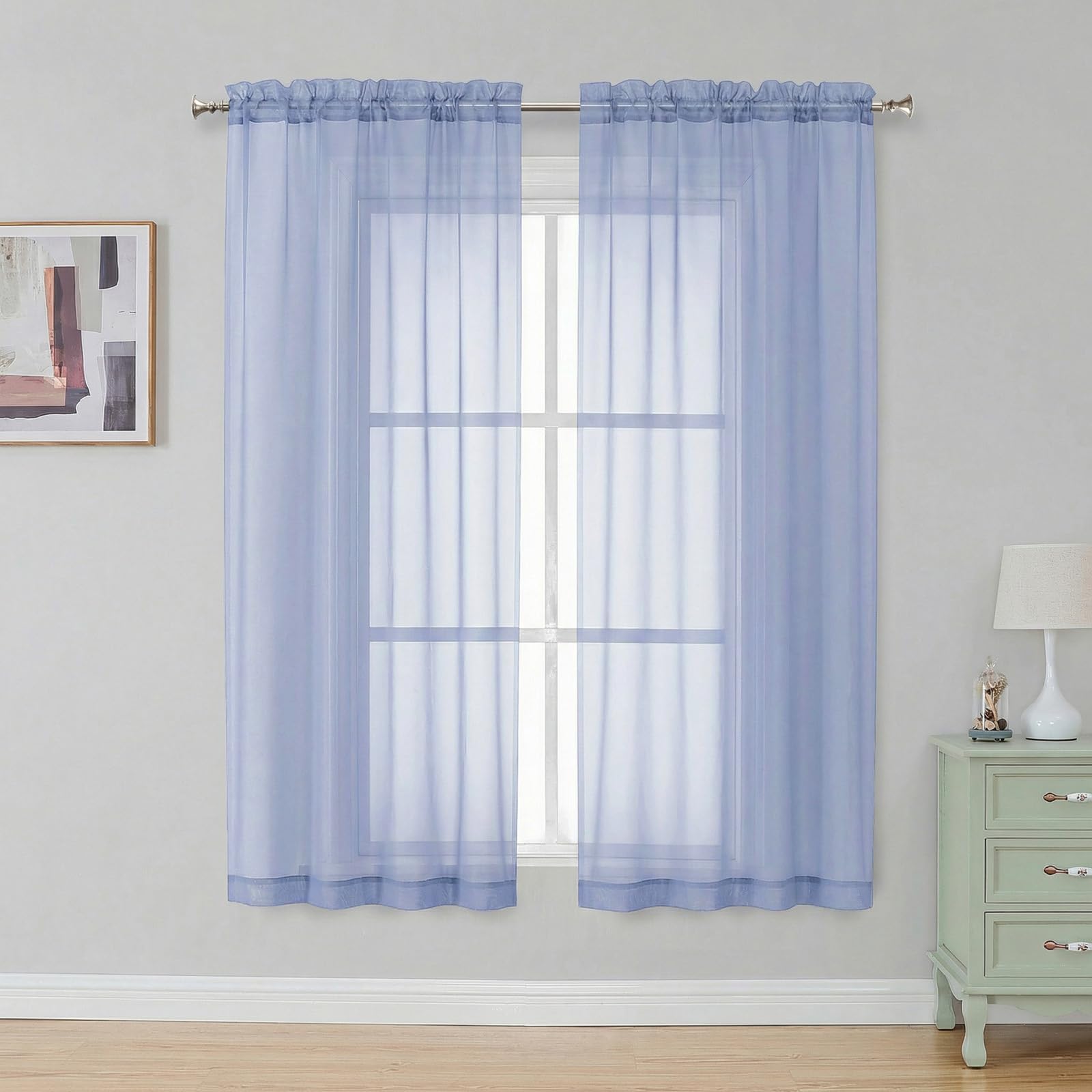 Simplebrand Black Sheer Curtains 84 Inches Long, Light Filtering Rod Pocket Solid Color Window Sheer Curtain Panels, Elegant Curtains & Drapes for Living Room, Bedroom 2 Panels (Black, 42" W x 84" L)