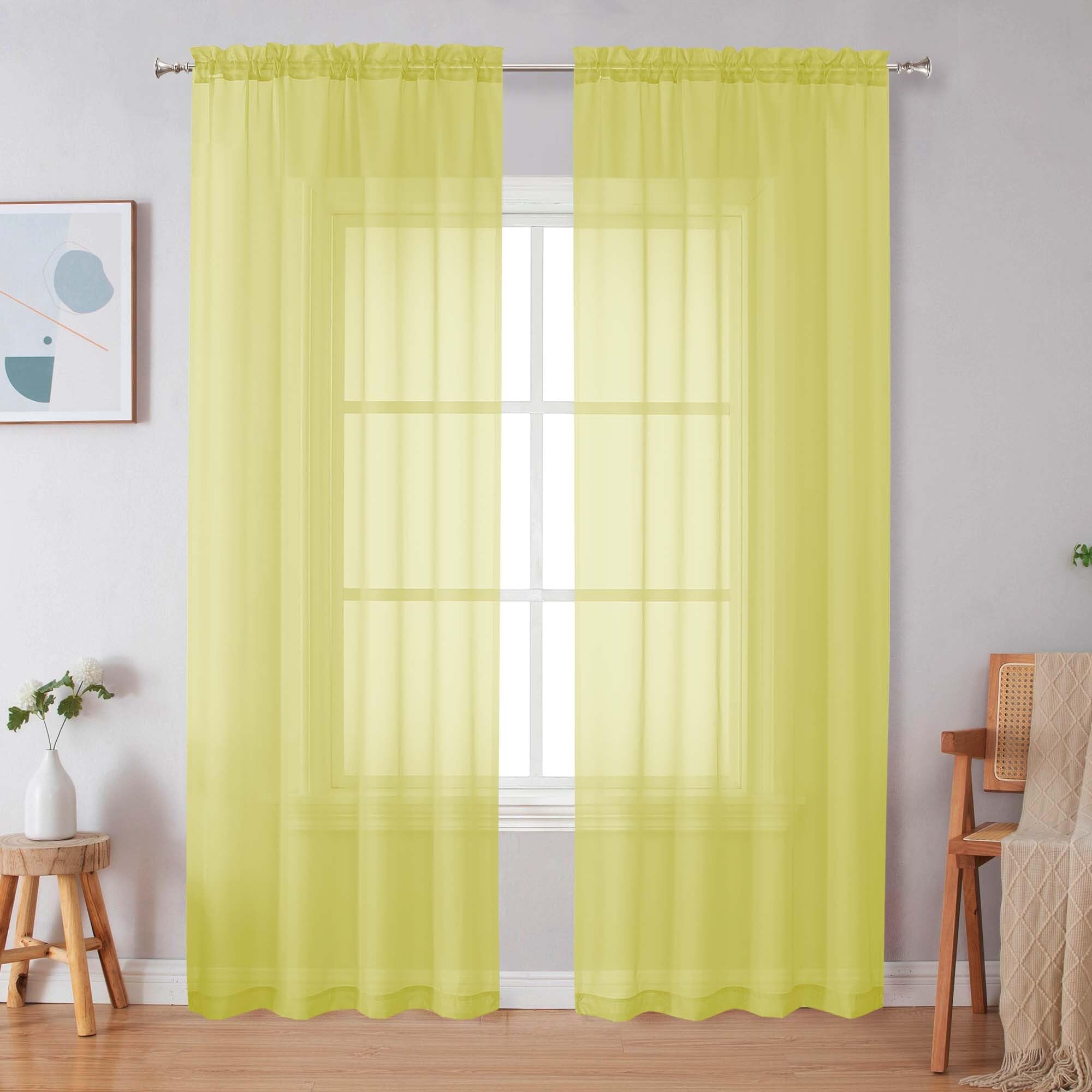 Simplebrand Black Sheer Curtains 84 Inches Long, Light Filtering Rod Pocket Solid Color Window Sheer Curtain Panels, Elegant Curtains & Drapes for Living Room, Bedroom 2 Panels (Black, 42" W x 84" L)