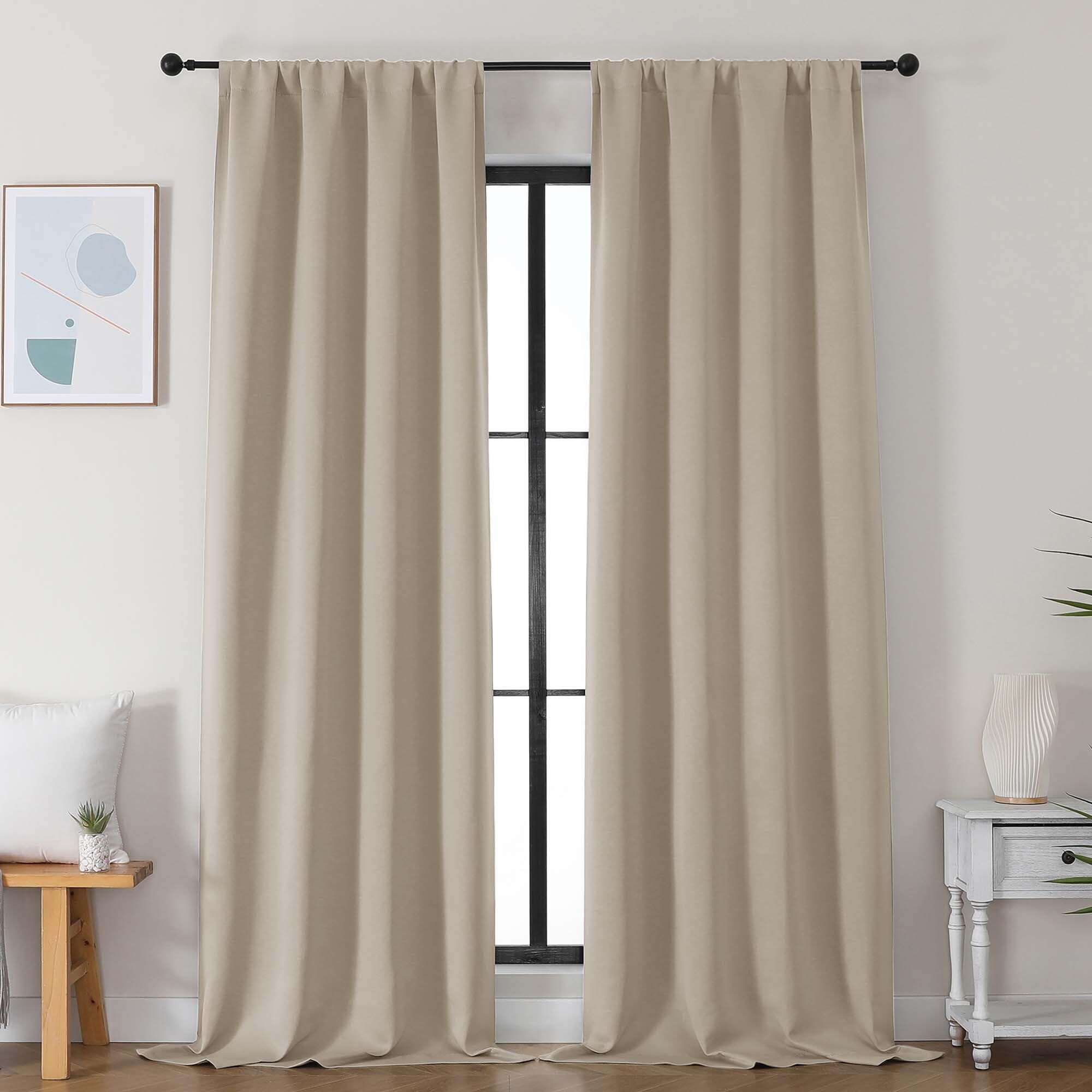 Simplebrand Ava Stone Blue Blackout Curtains for Bedroom 63 Inch Length 2 Panels, Solid Thermal Insulated Energy Saving Rod Pocket Window Treatment Curtains Blackout Drapes, W40 x L63 Inch, Stone Blue