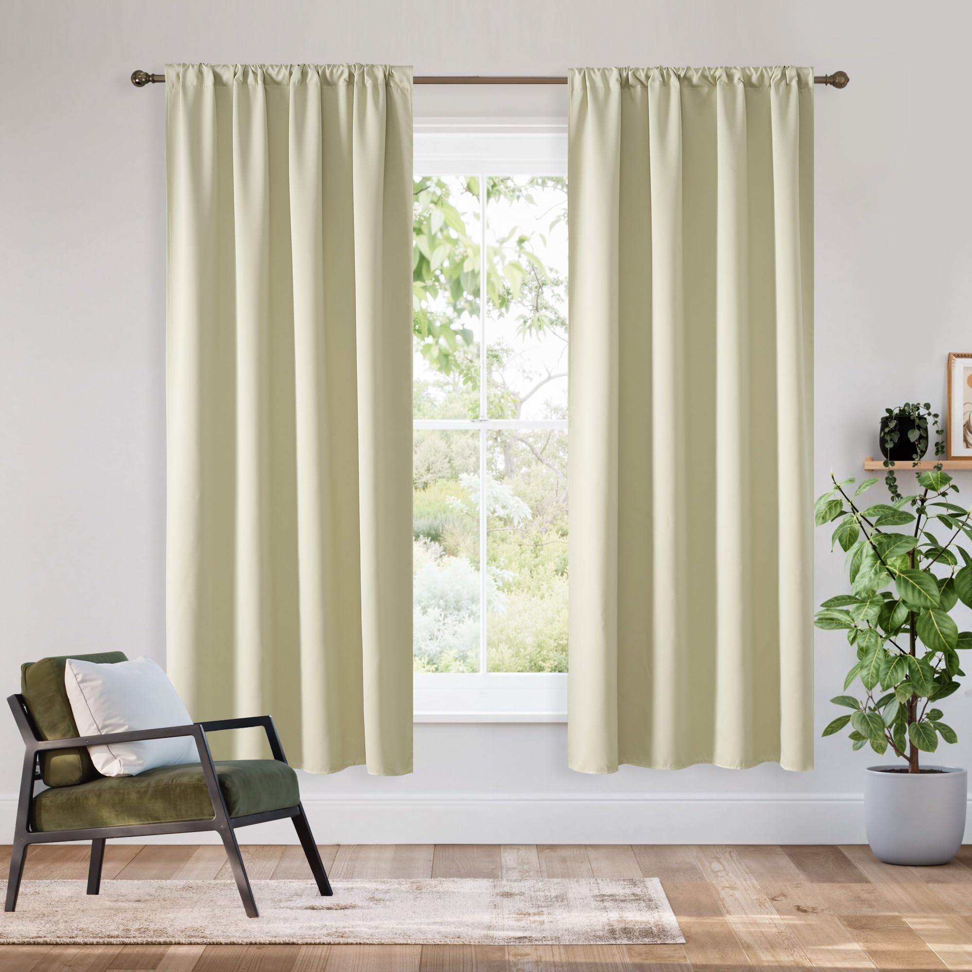 RYB HOME Short Grey Blackout Curtains for Small Bedroom Window, Insulating UV Blocking Drapes for Kitchen Cafe Basement Garage, Privacy Tiers for Bathroom Window, Width 42 by Length 36, Set of 2