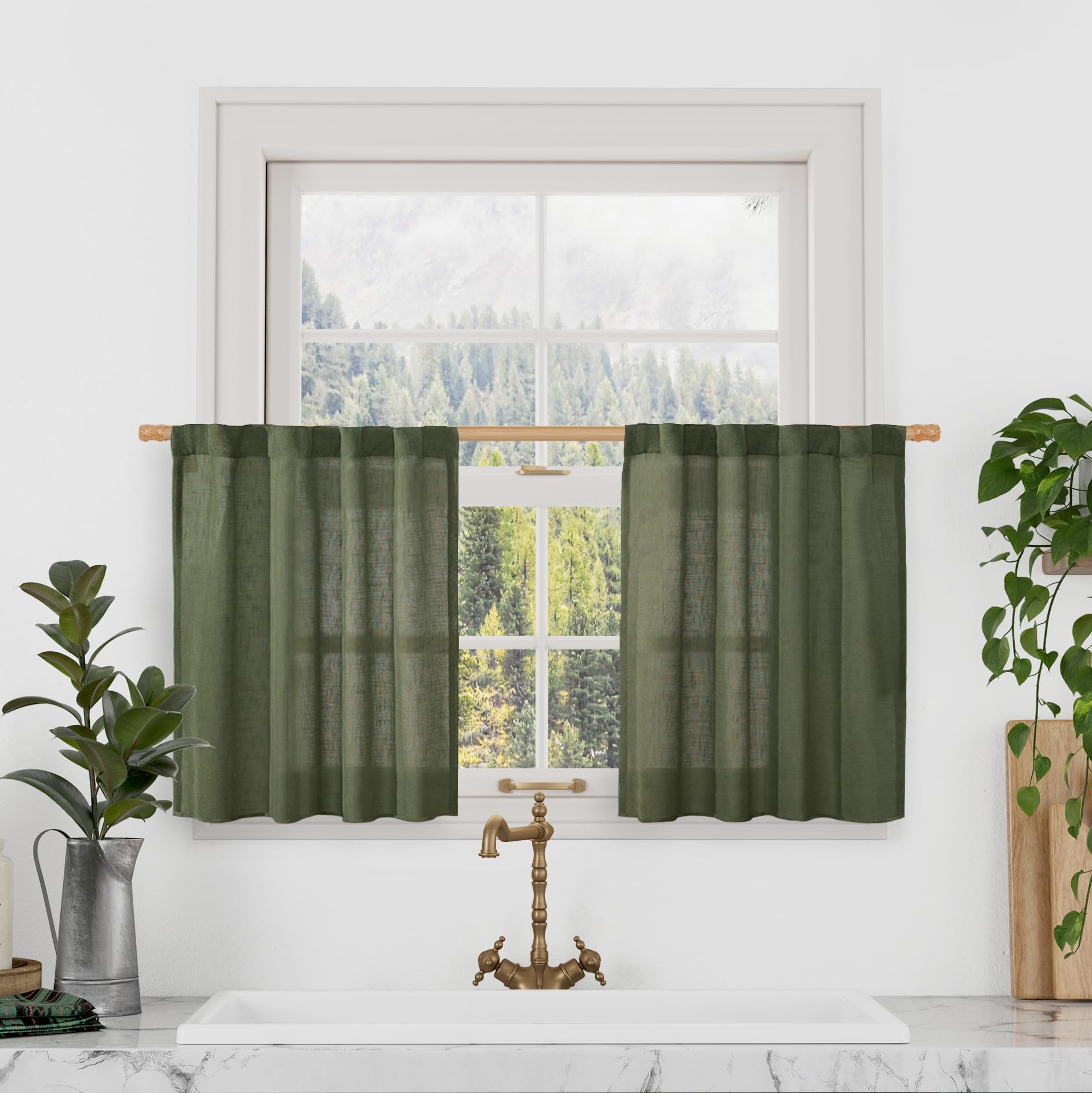 LAMIT Natural Ivory Semi Sheer Linen Curtains 84 inch Long, Cream White Light Filtering Living Room Panels Back Tab and Rod Pocket Neutral Drapes for Bedroom/Farmhouse, 2 Panels, 52 x 84 Inch