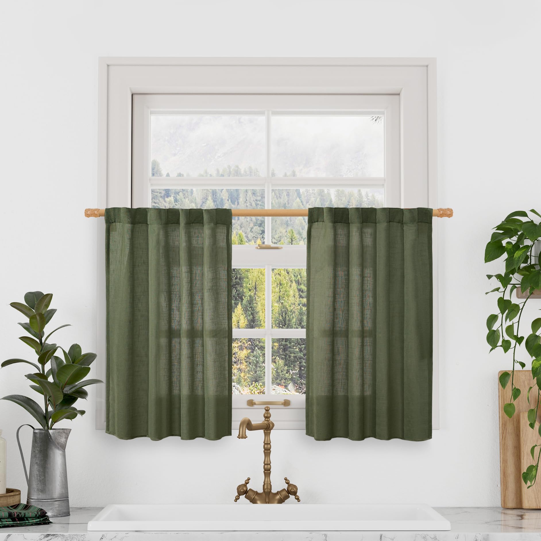 LAMIT Natural Ivory Semi Sheer Linen Curtains 84 inch Long, Cream White Light Filtering Living Room Panels Back Tab and Rod Pocket Neutral Drapes for Bedroom/Farmhouse, 2 Panels, 52 x 84 Inch