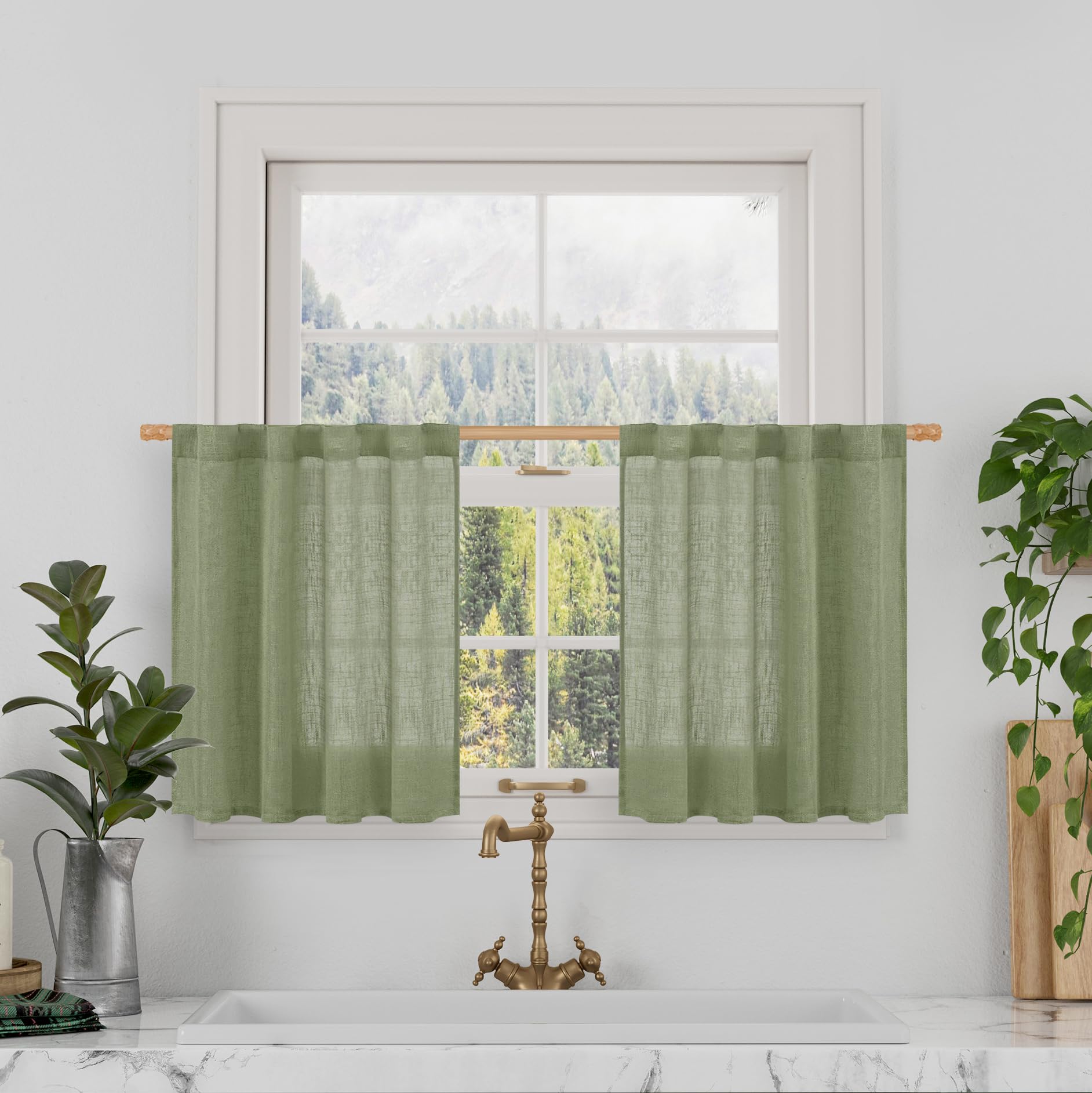 LAMIT Natural Ivory Semi Sheer Linen Curtains 84 inch Long, Cream White Light Filtering Living Room Panels Back Tab and Rod Pocket Neutral Drapes for Bedroom/Farmhouse, 2 Panels, 52 x 84 Inch