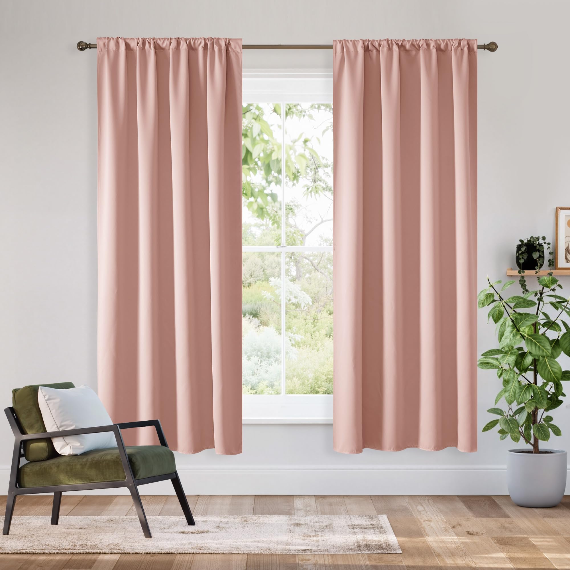 RYB HOME Short Grey Blackout Curtains for Small Bedroom Window, Insulating UV Blocking Drapes for Kitchen Cafe Basement Garage, Privacy Tiers for Bathroom Window, Width 42 by Length 36, Set of 2