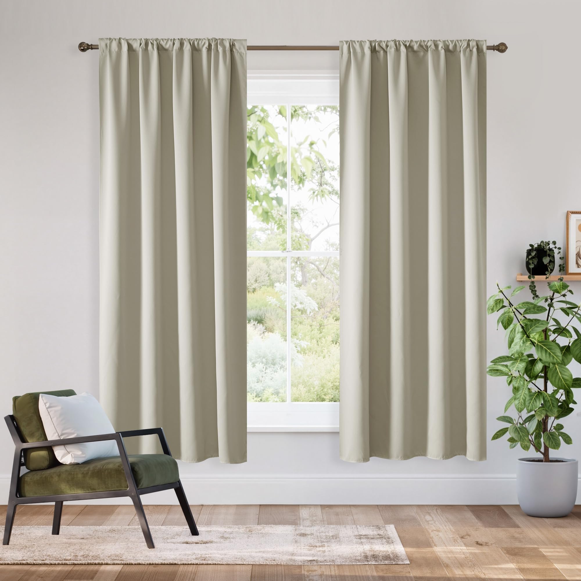RYB HOME Short Grey Blackout Curtains for Small Bedroom Window, Insulating UV Blocking Drapes for Kitchen Cafe Basement Garage, Privacy Tiers for Bathroom Window, Width 42 by Length 36, Set of 2