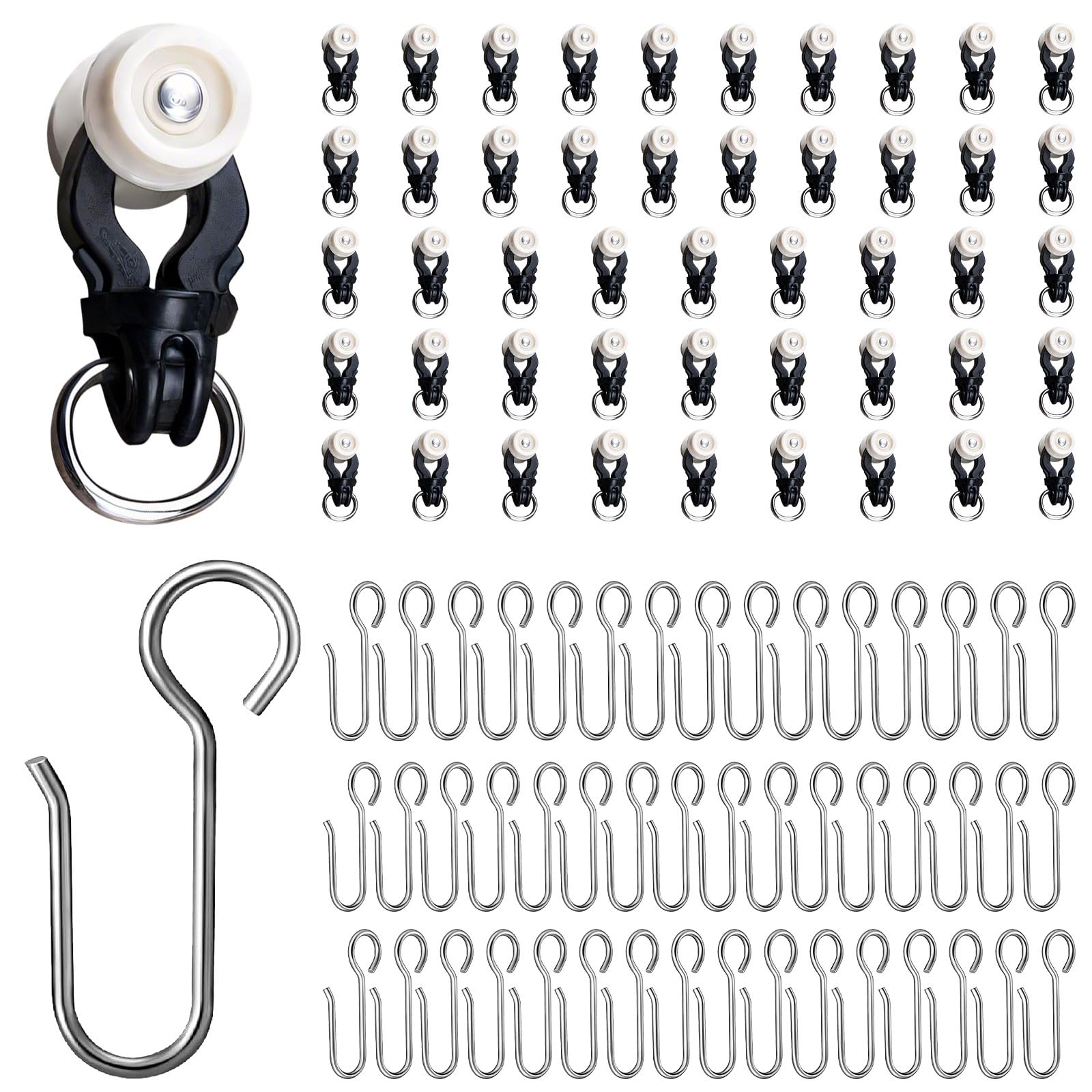 Ceiling Curtain Track Room Divider Curtain Rods Track with Hooks Ceiling Mounted Curtain Rail Black Suitable for Living Room Bedroom Bathroom (6FT)